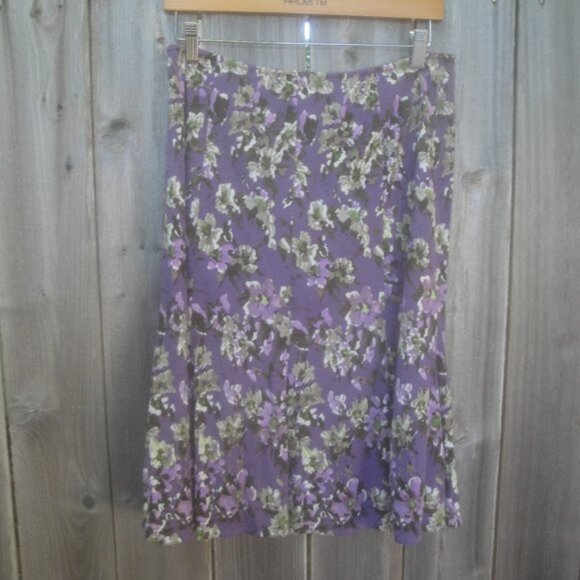 Worth Skirt 100% Silk Purple Floral Print Business Core Size 6 - Picture 4 of 5